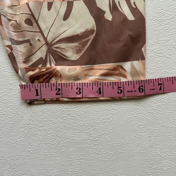 Nike Dri-Fit 3X Tropical Monstera Leaf Print Leggings | Neutral Peach Brown Acti - Picture 8 of 9